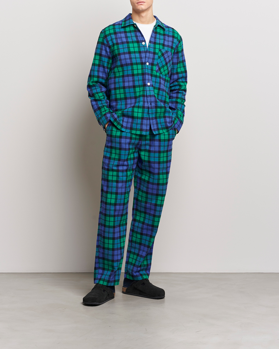 Herr | Pyjamas & Morgonrockar | Tekla | Flannel Checked Pyjama Pants Green/Blue