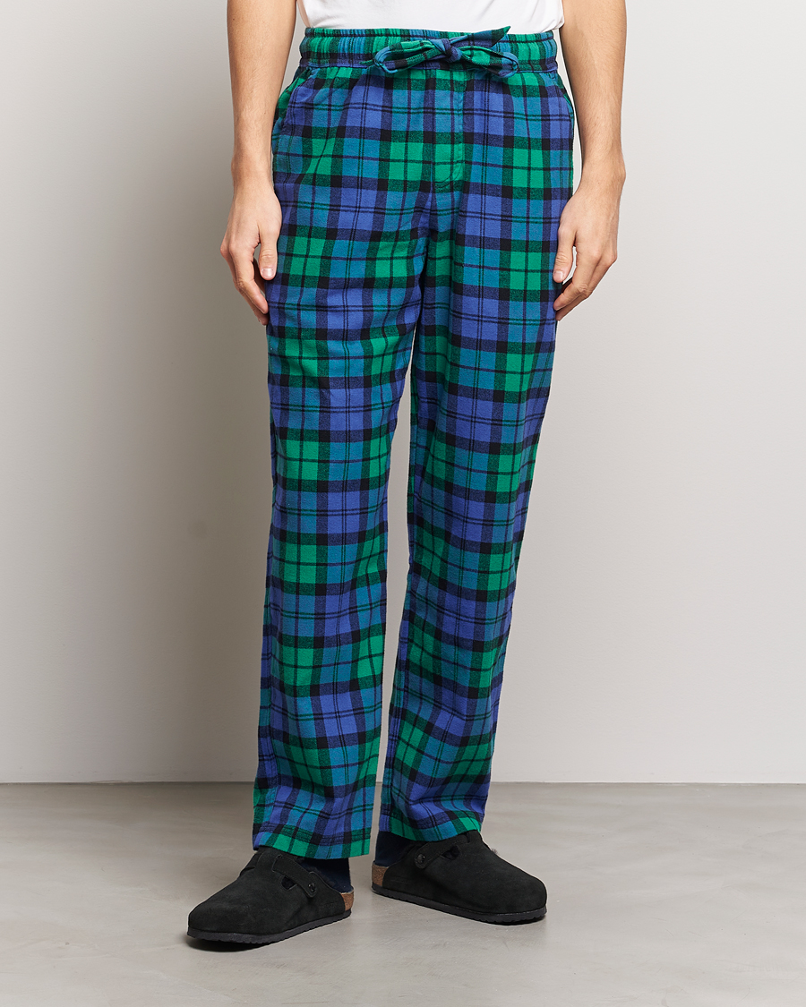Herr | Pyjamas & Morgonrockar | Tekla | Flannel Checked Pyjama Pants Green/Blue