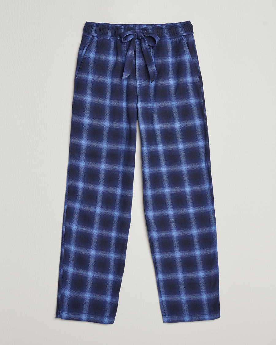 Herr | Tekla | Tekla | Flannel Checked Pyjama Pants Navy/Blue