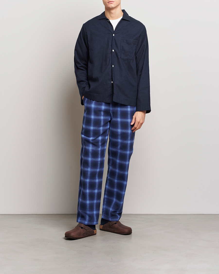 Herr | Pyjamas & Morgonrockar | Tekla | Flannel Checked Pyjama Pants Navy/Blue