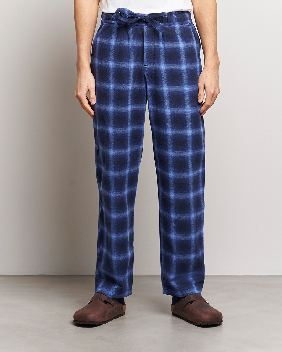 Herr | Tekla | Tekla | Flannel Checked Pyjama Pants Navy/Blue