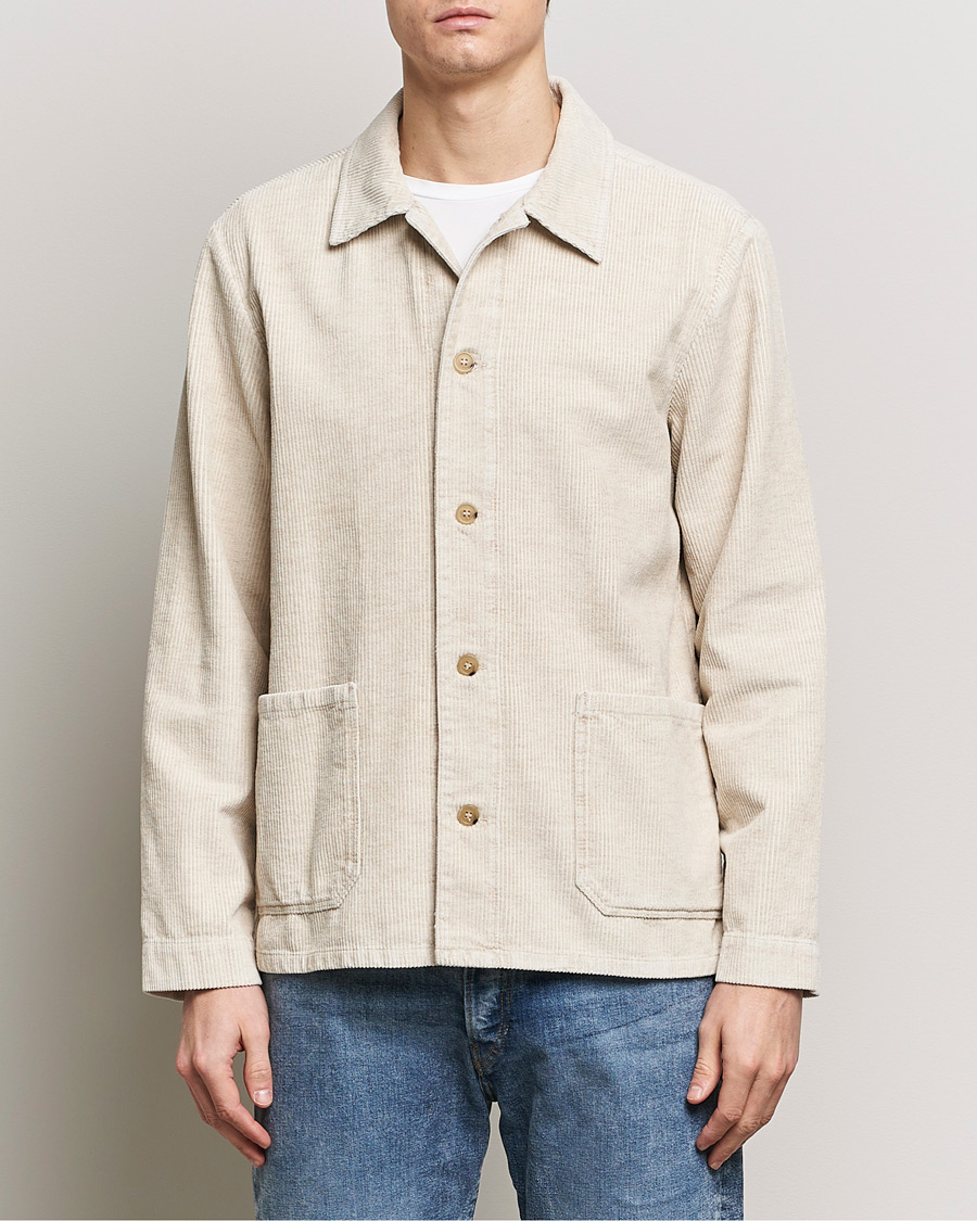 Herr | A.P.C. | A.P.C. | Kerlouan Cotton/Linen Corduroy Shirt Jacket Ecru