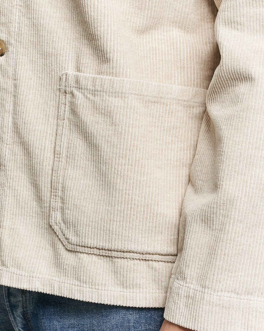 Herr | Jackor | A.P.C. | Kerlouan Cotton/Linen Corduroy Shirt Jacket Ecru