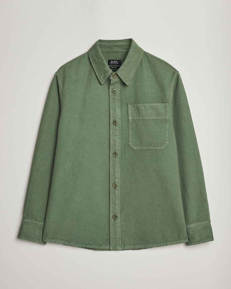 Herr | Skjortor | A.P.C. | Basile Denim Overshirt Dark Green