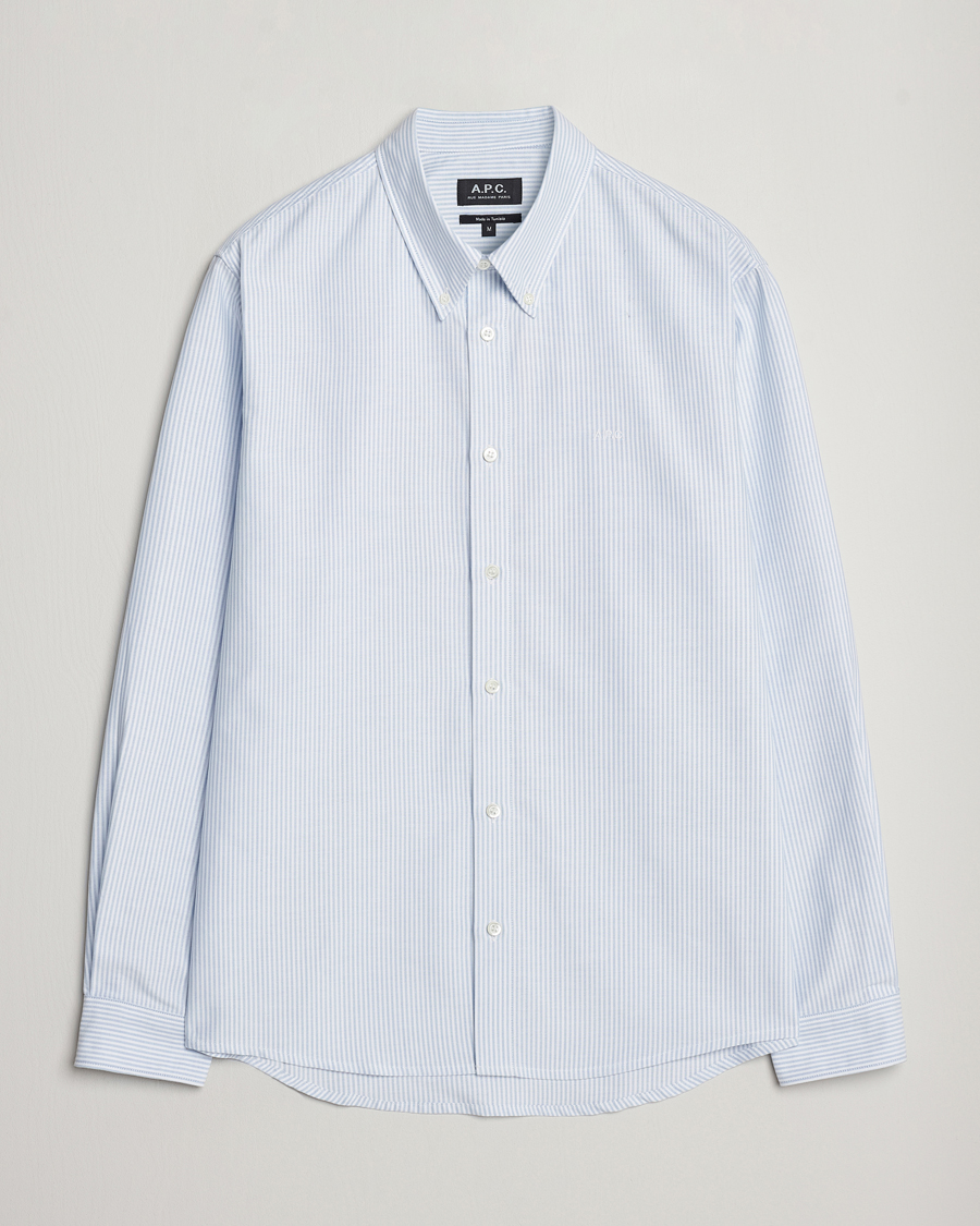 Herr | Skjortor | A.P.C. | Greg Striped Oxford Shirt Blue/White
