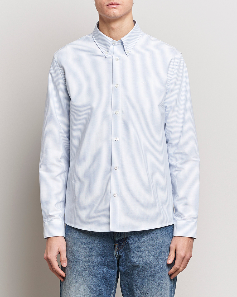 Herr | Casual | A.P.C. | Greg Striped Oxford Shirt Blue/White