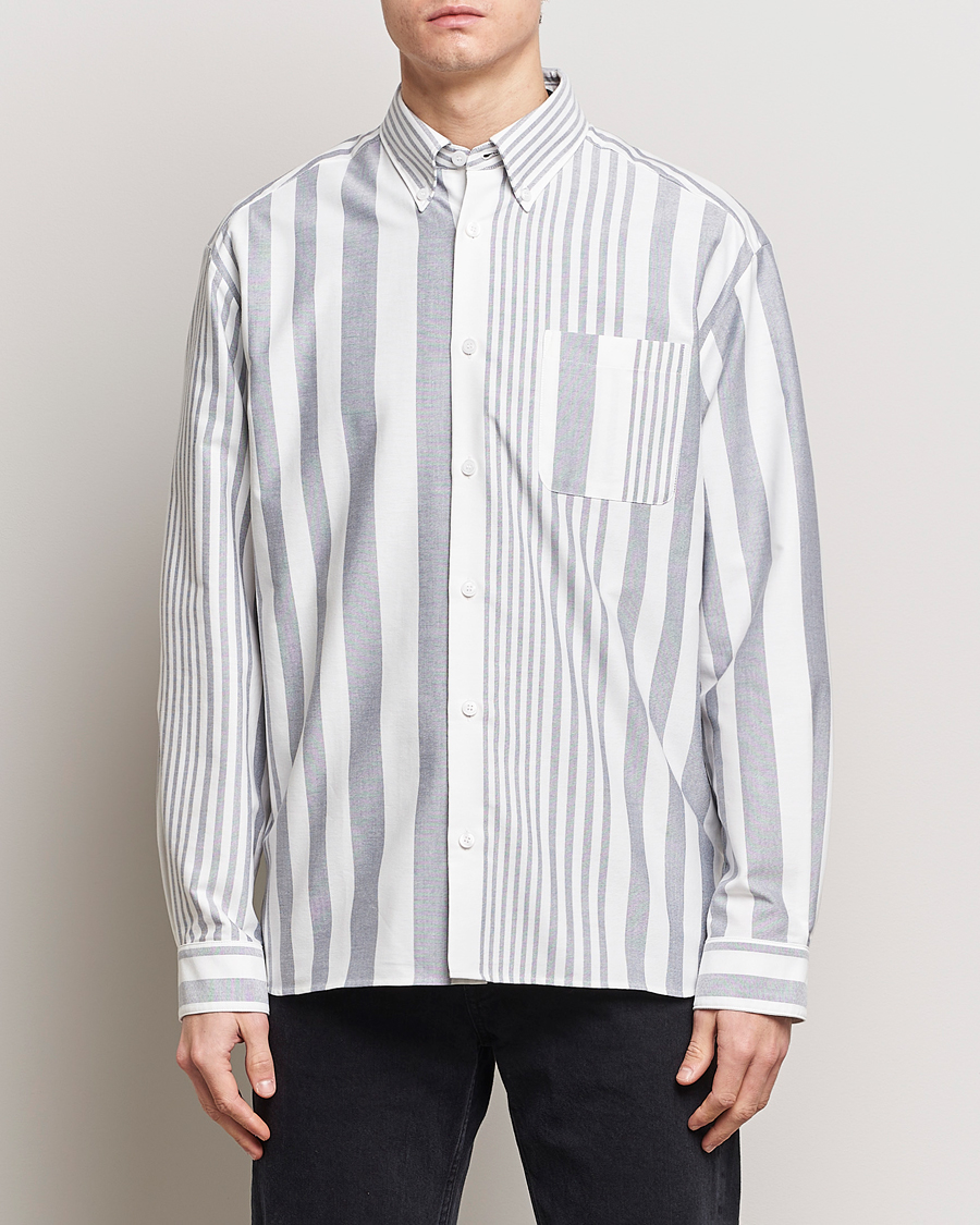 Herr | Oxfordskjortor | A.P.C. | Mateo Striped Oxford Shirt Marine/White