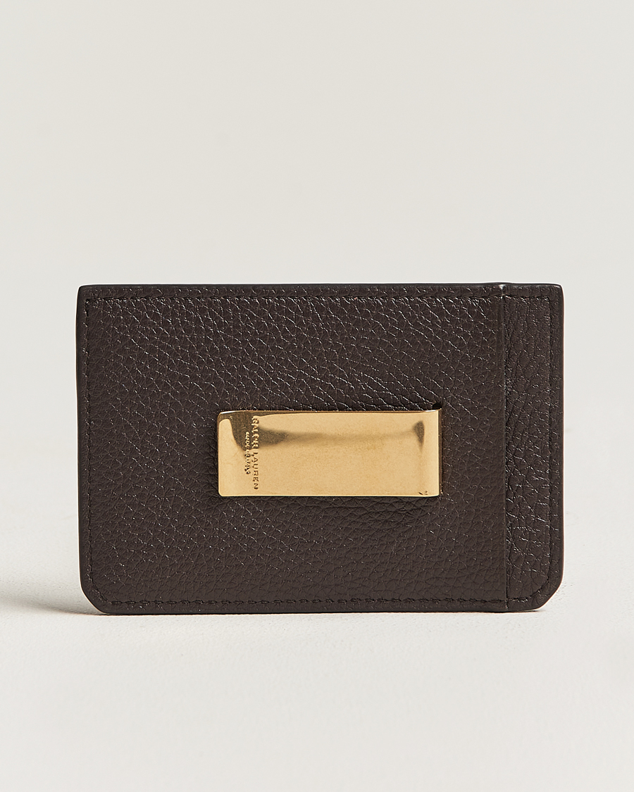 Herr | Ralph Lauren Purple Label Pebbled Calfskin Cardholder Dark Brown | Ralph Lauren Purple Label | Pebbled Calfskin Cardholder Dark Brown