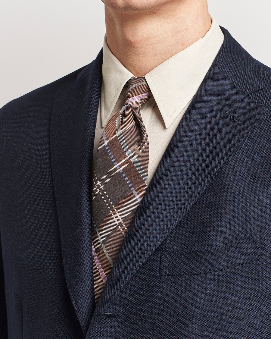 Herr | Ralph Lauren Purple Label Tartan Tie Brown Multi | Ralph Lauren Purple Label | Tartan Tie Brown Multi