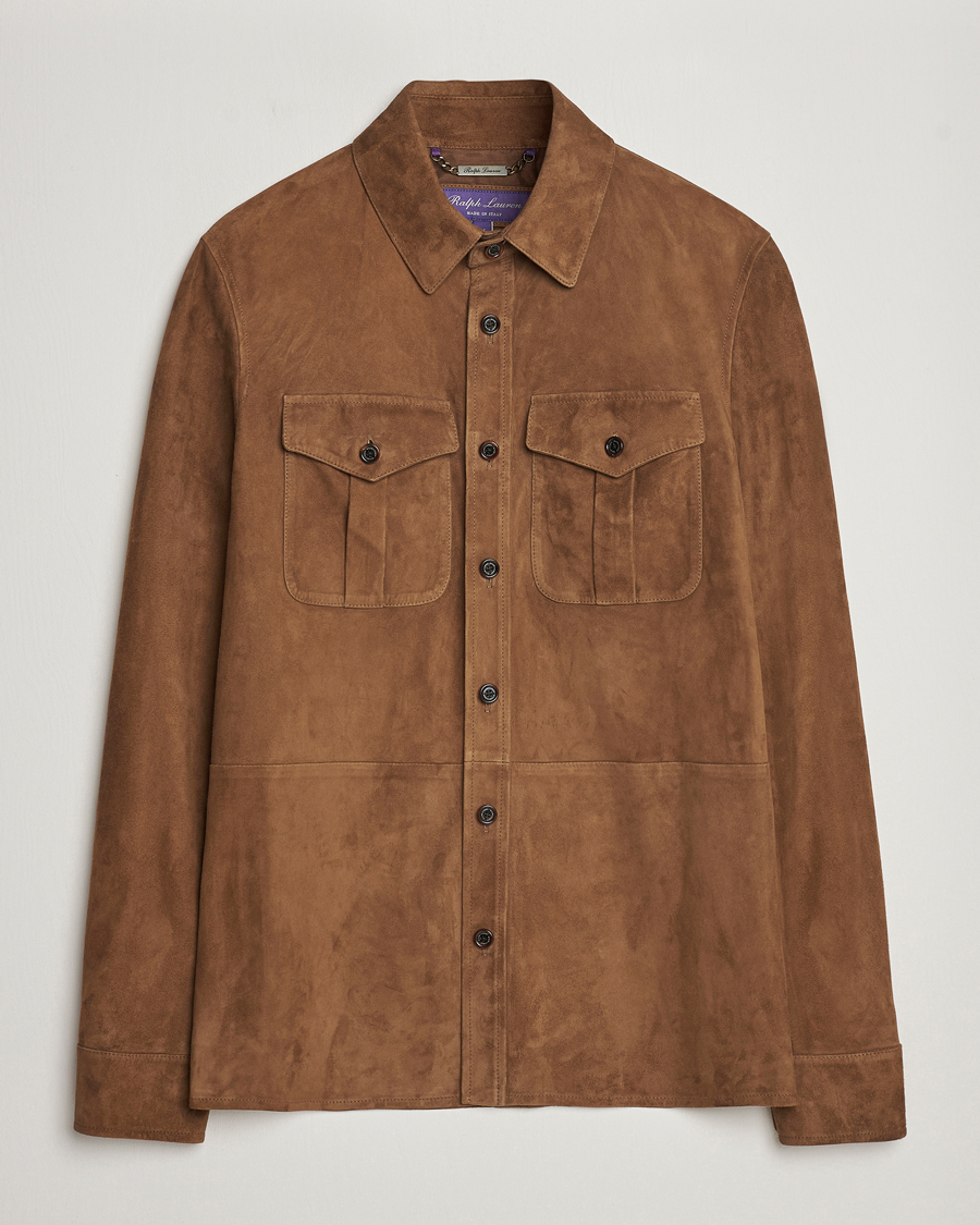 Herr | Jackor | Ralph Lauren Purple Label | Suede Shirt Jacket Dark Brown