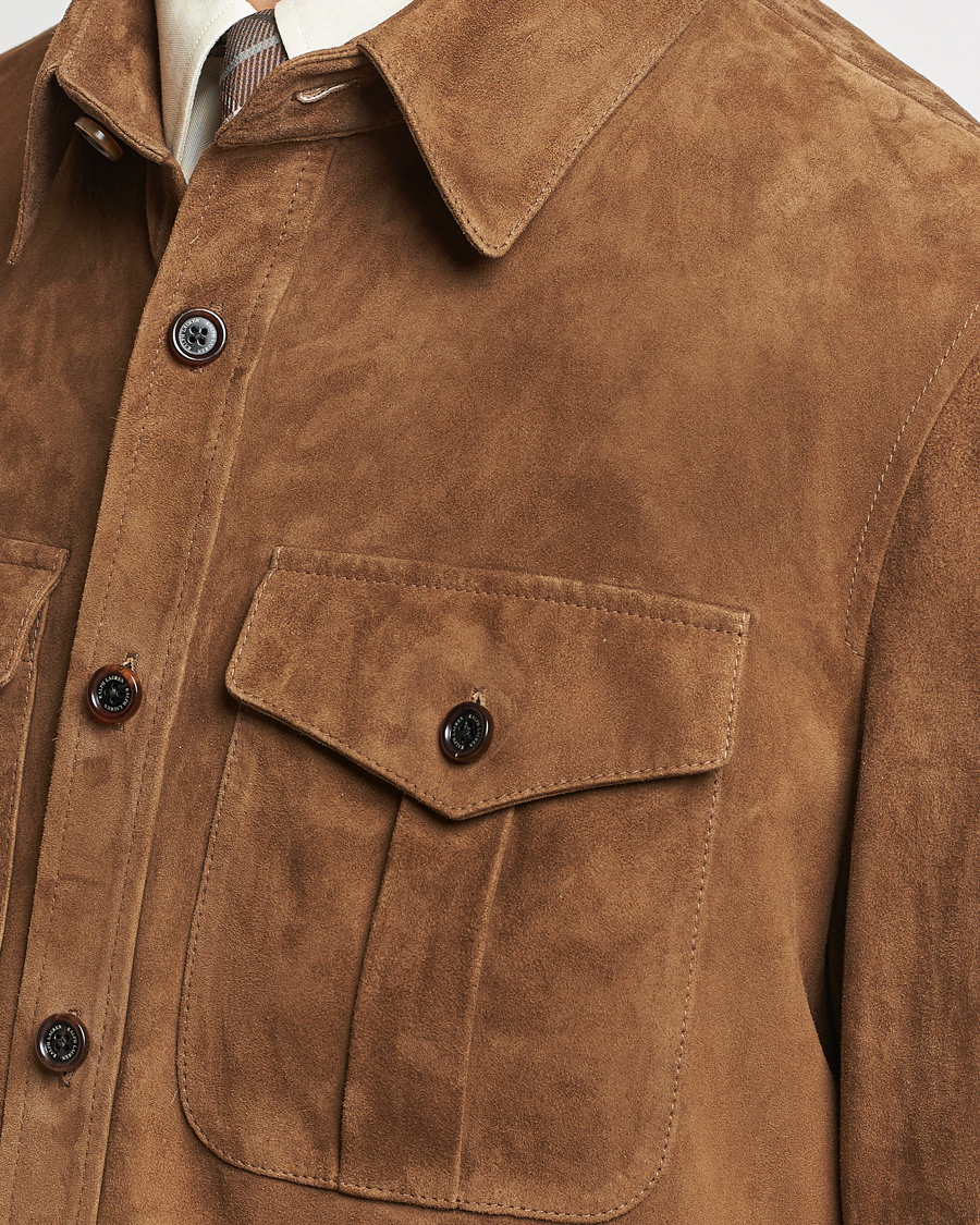 Herr | Jackor | Ralph Lauren Purple Label | Suede Shirt Jacket Dark Brown