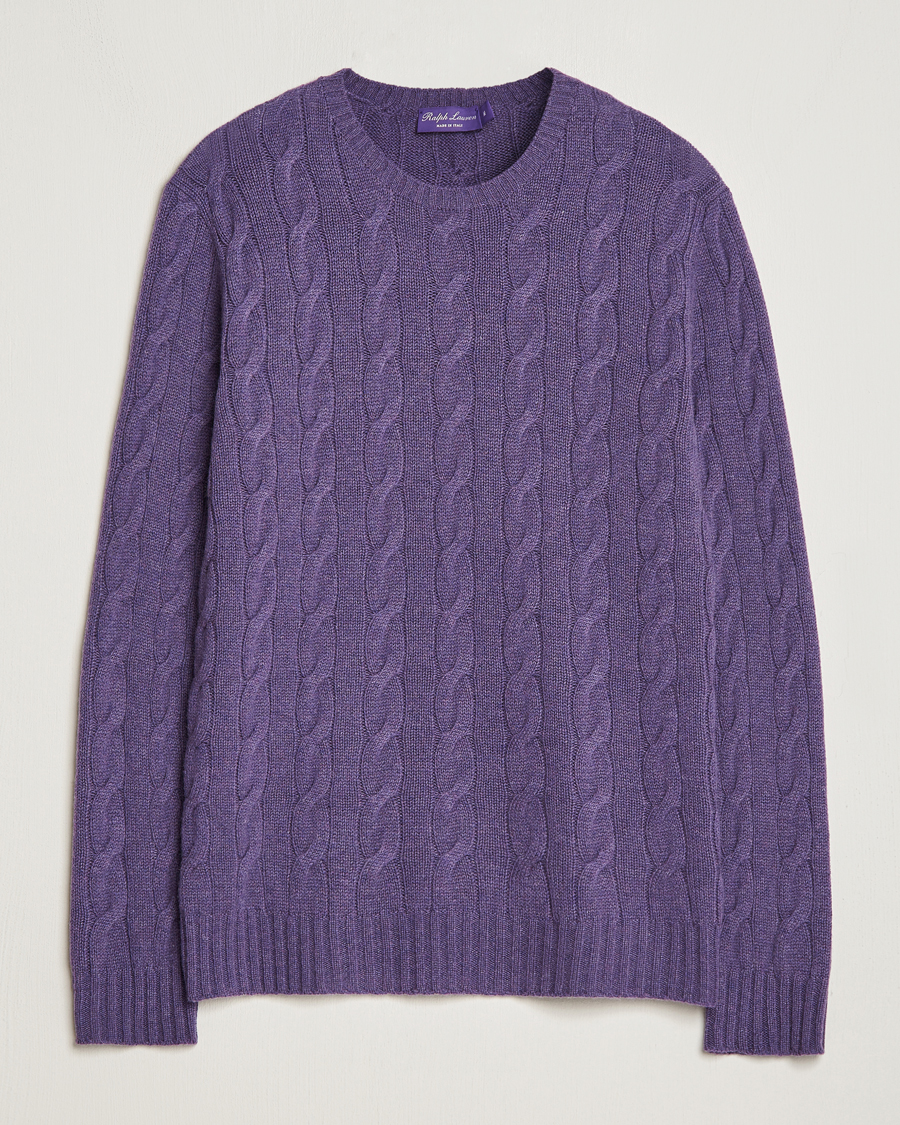 Herr | Tröjor | Ralph Lauren Purple Label | Cashmere Cable Sweater Purple Melange