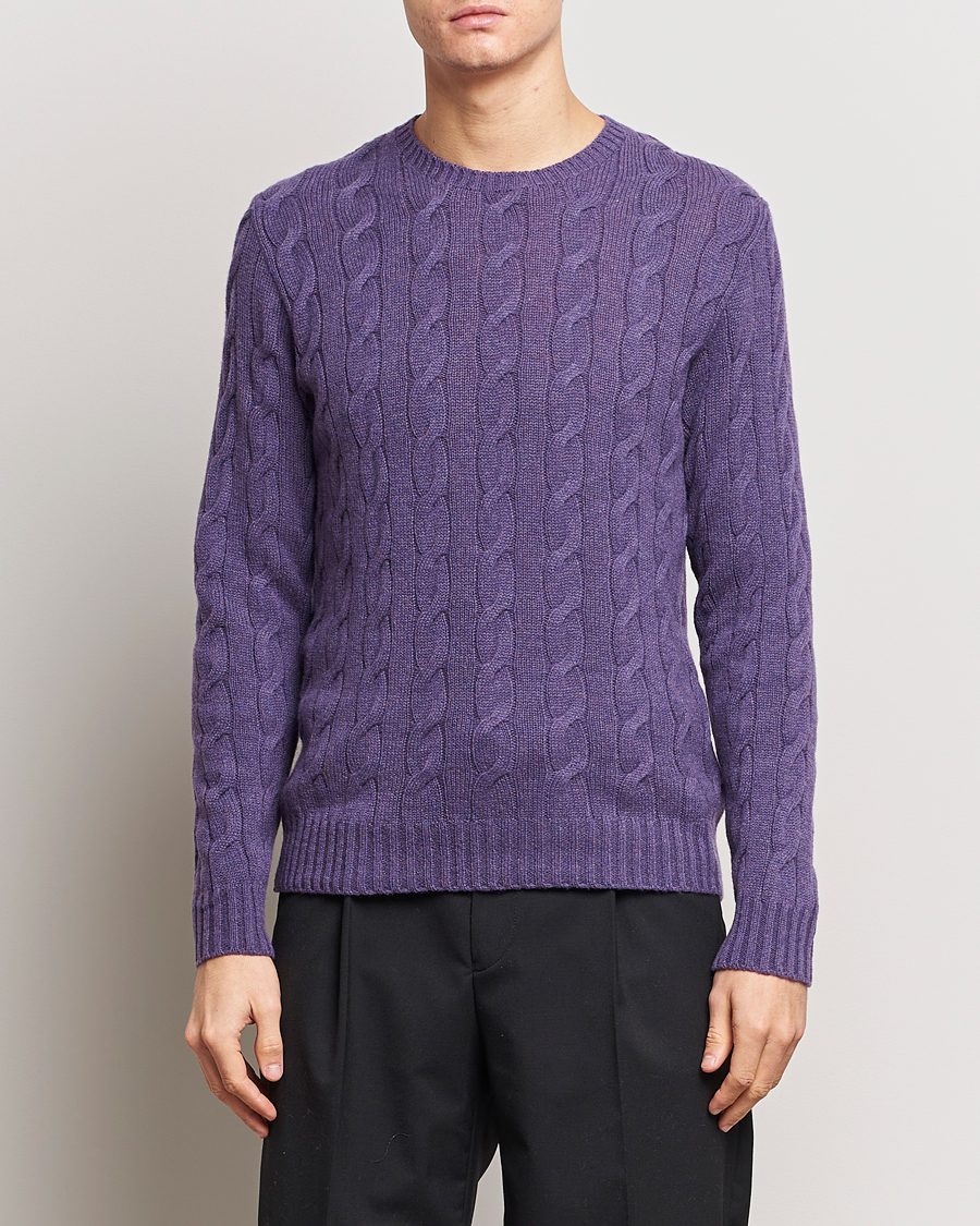 Herr | Realisation | Ralph Lauren Purple Label | Cashmere Cable Sweater Purple Melange