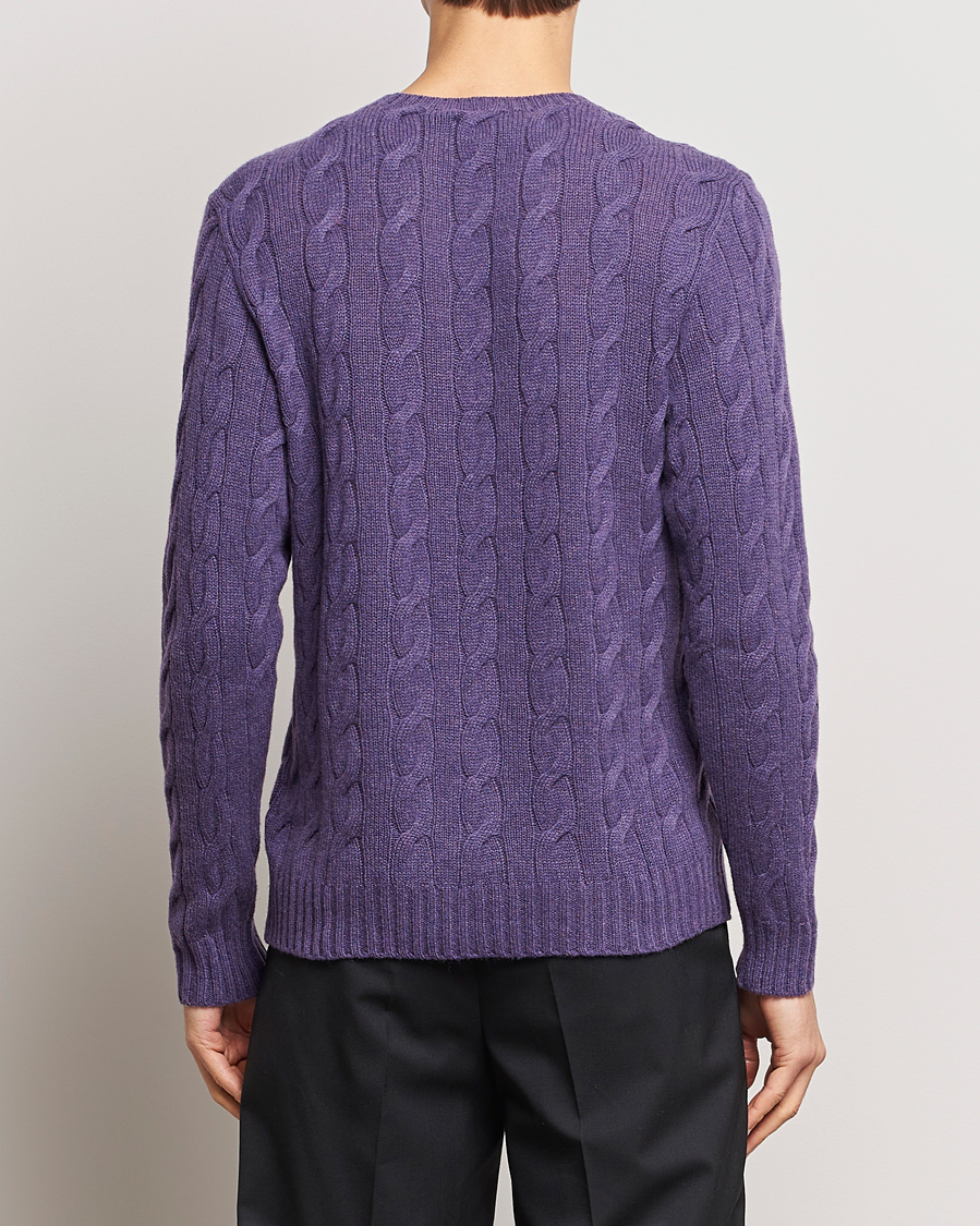 Herr | Tröjor | Ralph Lauren Purple Label | Cashmere Cable Sweater Purple Melange