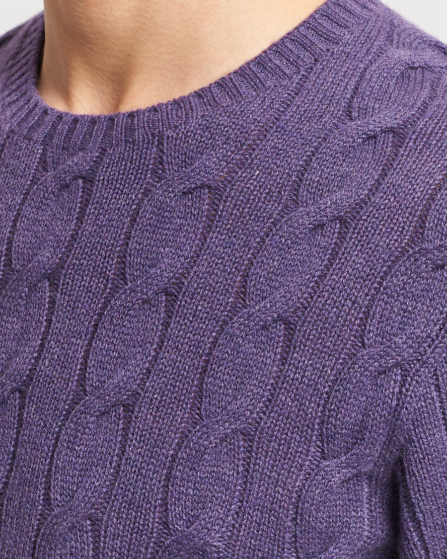 Herr | Tröjor | Ralph Lauren Purple Label | Cashmere Cable Sweater Purple Melange