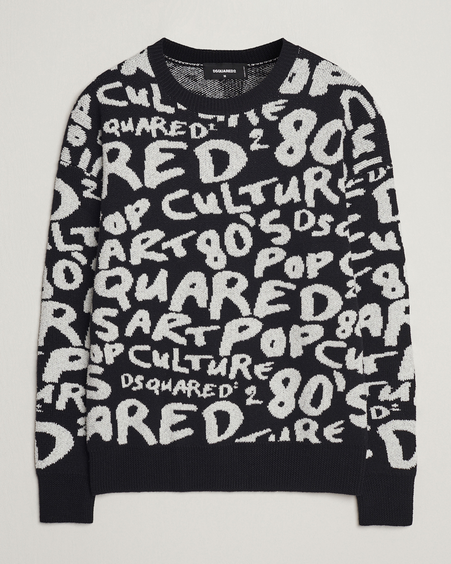 Herr | Tröjor | Dsquared2 | Pop 80's Crew Neck Knitted Sweater Black