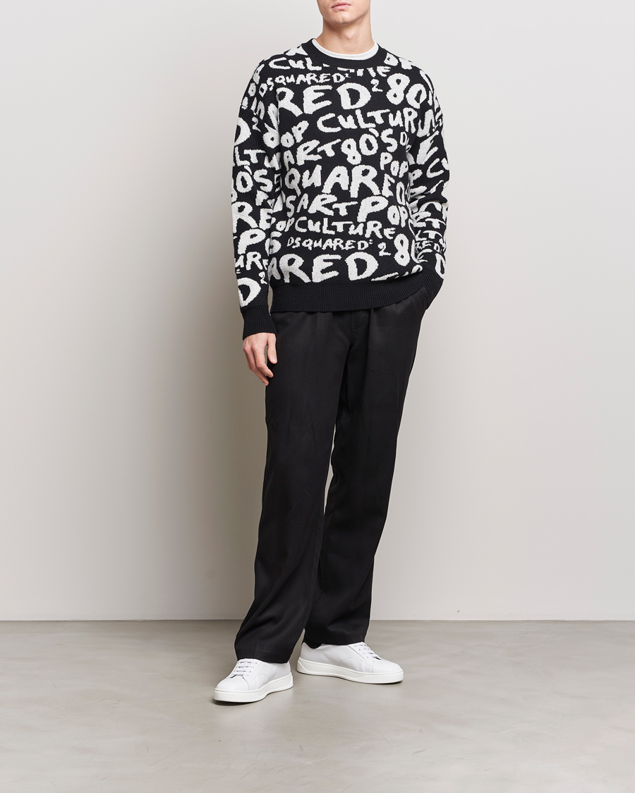 Herr | Tröjor | Dsquared2 | Pop 80's Crew Neck Knitted Sweater Black