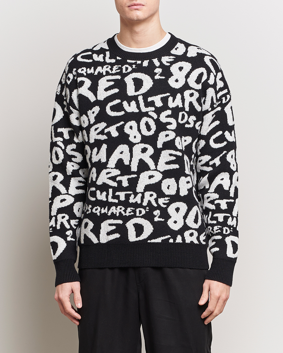 Herr | Stickade tröjor | Dsquared2 | Pop 80's Crew Neck Knitted Sweater Black