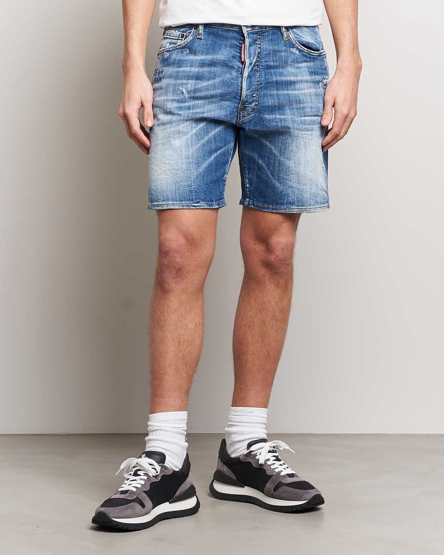 Herr | Luxury Brands | Dsquared2 | Marine Denim Shorts Light Blue