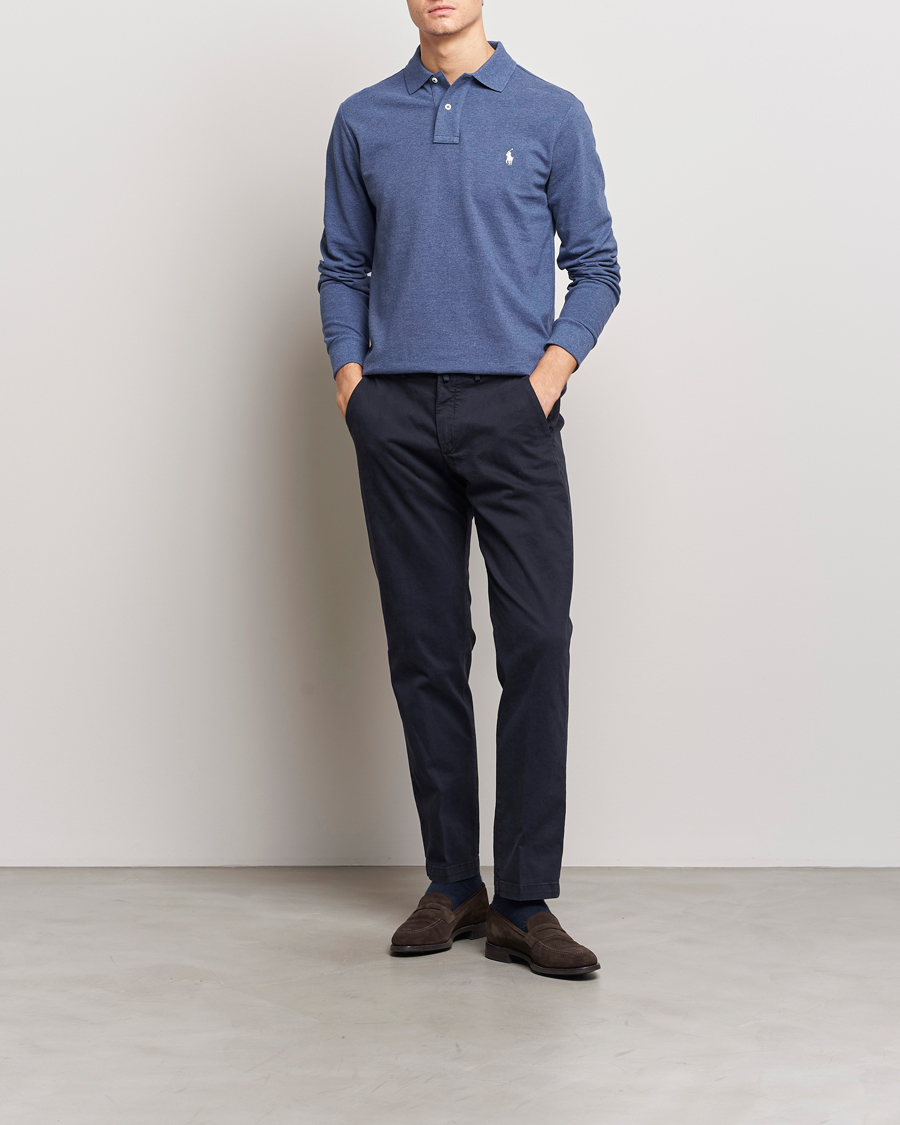 Herr | Tröjor | Polo Ralph Lauren | Custom Slim Fit Long Sleeve Polo Navy Heather