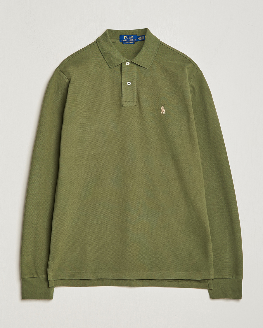 Herr | Tröjor | Polo Ralph Lauren | Custom Slim Fit Long Sleeve Polo Dark Sage