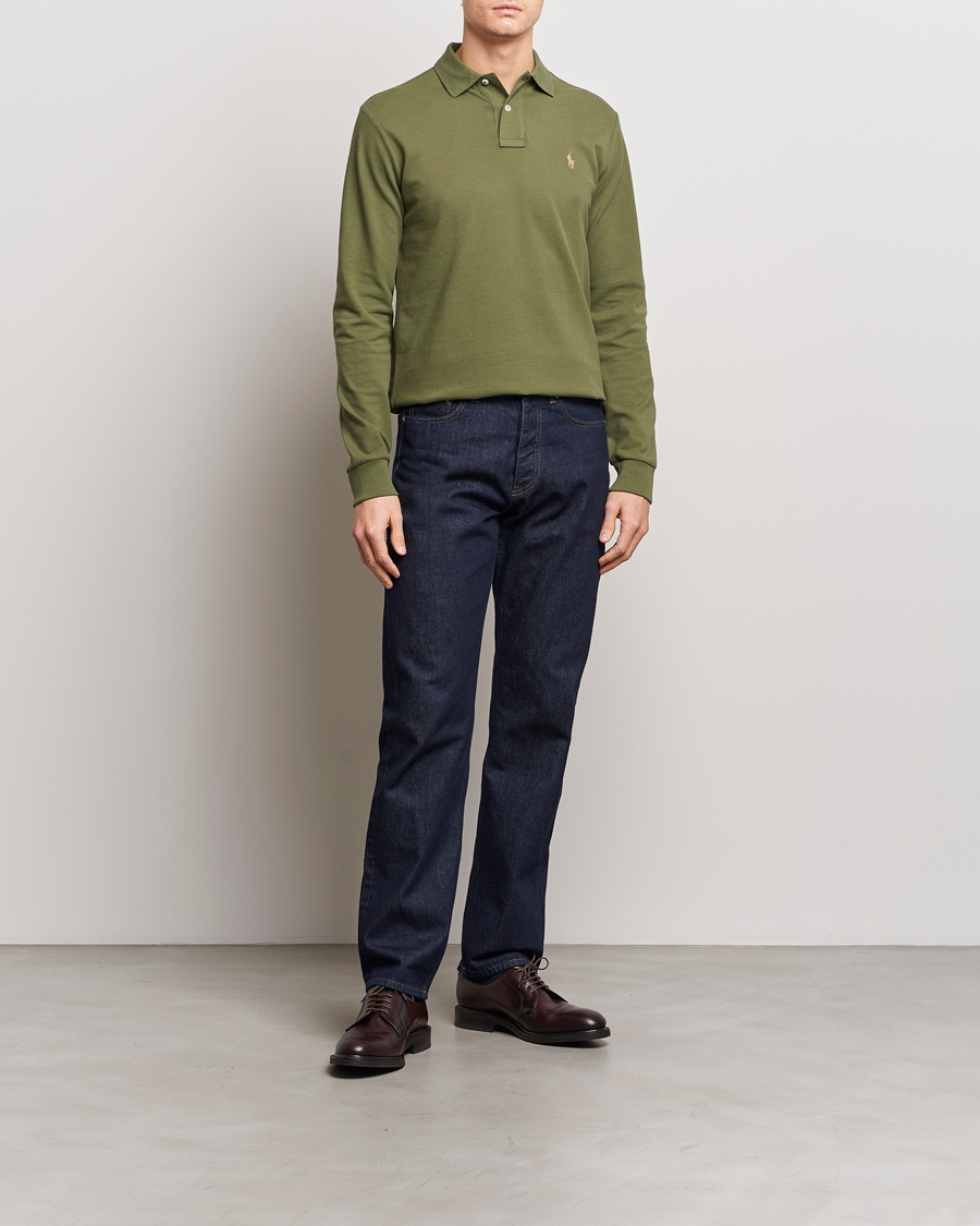 Herr | Tröjor | Polo Ralph Lauren | Custom Slim Fit Long Sleeve Polo Dark Sage