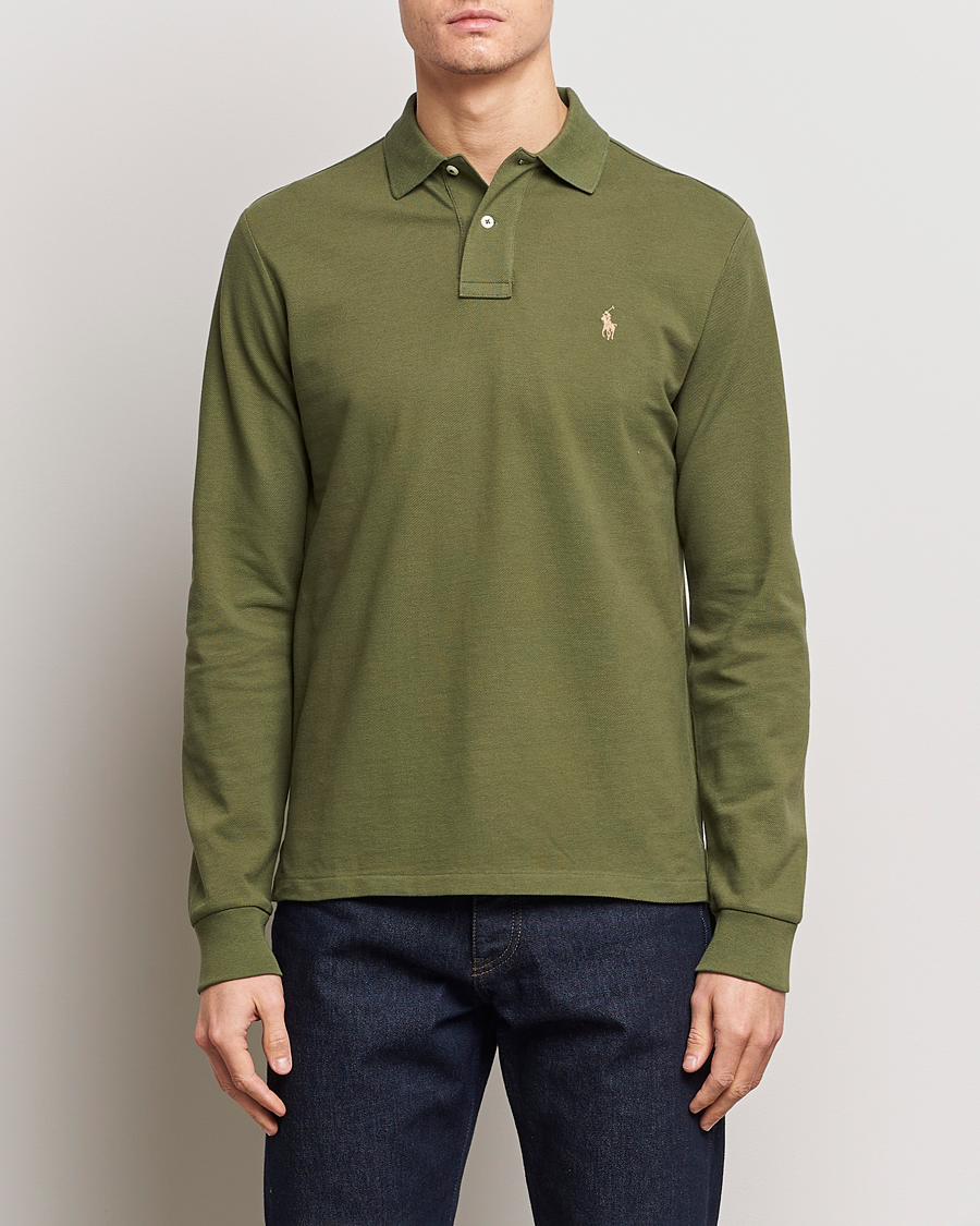 Herr | Rea kläder | Polo Ralph Lauren | Custom Slim Fit Long Sleeve Polo Dark Sage