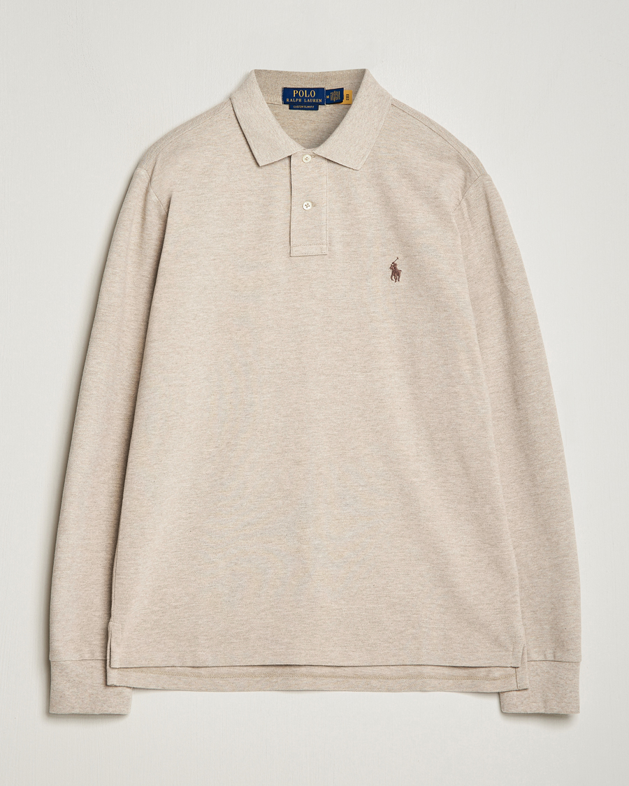 Herr | Tröjor | Polo Ralph Lauren | Custom Slim Fit Long Sleeve Polo Beige Heather
