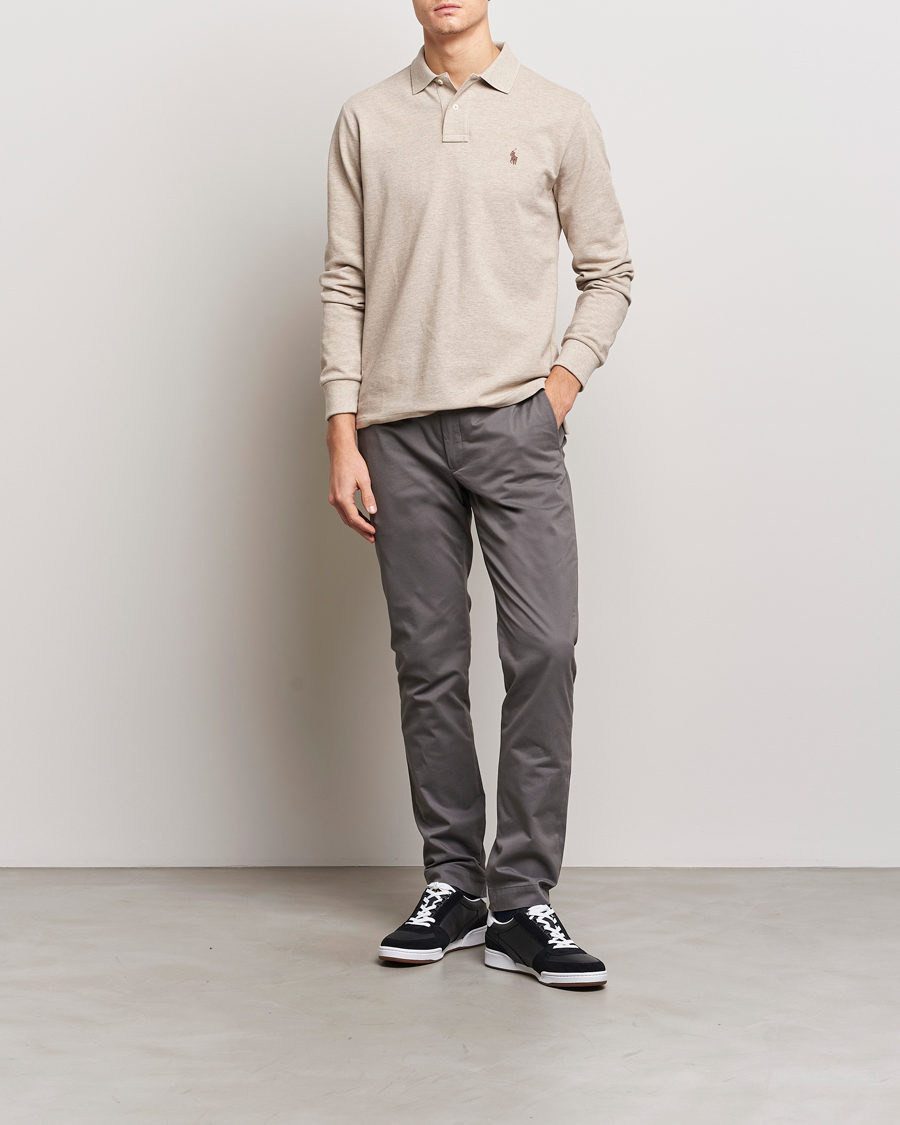 Herr | Tröjor | Polo Ralph Lauren | Custom Slim Fit Long Sleeve Polo Beige Heather