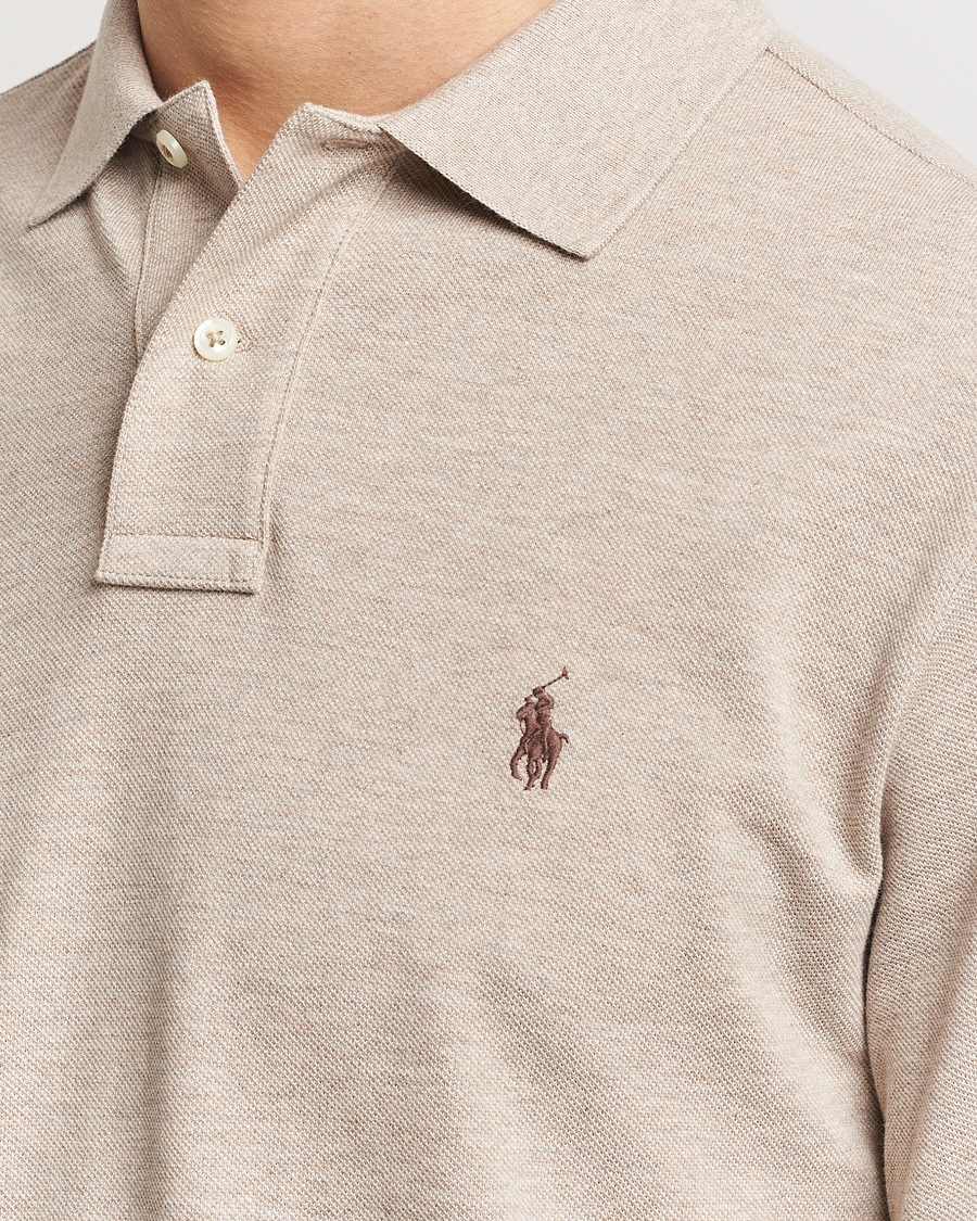 Herr | Tröjor | Polo Ralph Lauren | Custom Slim Fit Long Sleeve Polo Beige Heather