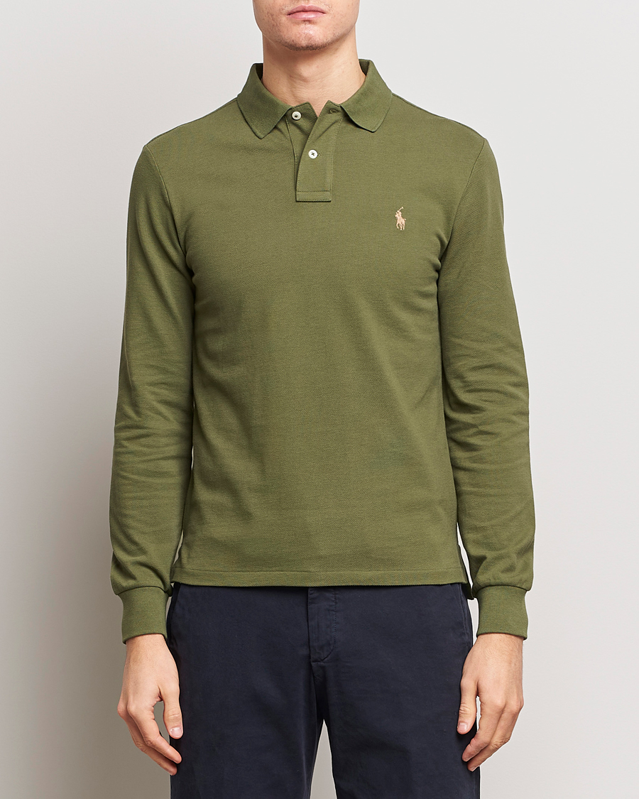 Herr | Rea kläder | Polo Ralph Lauren | Slim Fit Long Sleeve Polo Dark Sage