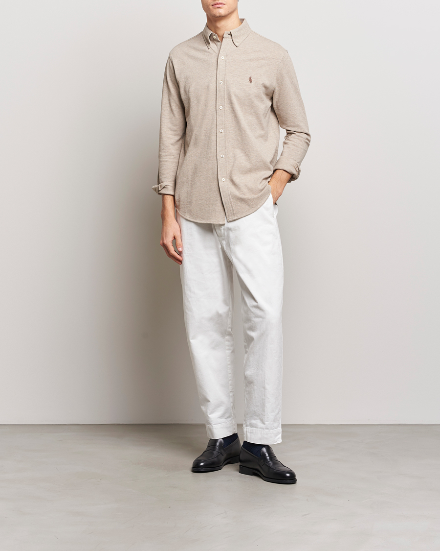 Herr | Skjortor | Polo Ralph Lauren | Featherweight Mesh Shirt Tuscan Beige Heather