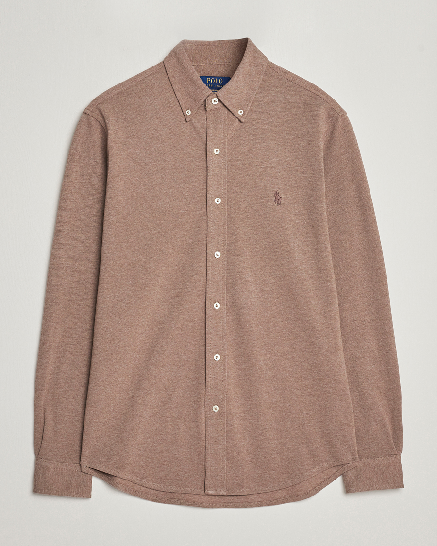 Herr | Skjortor | Polo Ralph Lauren | Slim Fit Featherweight Mesh Shirt Dark Taupe Heather