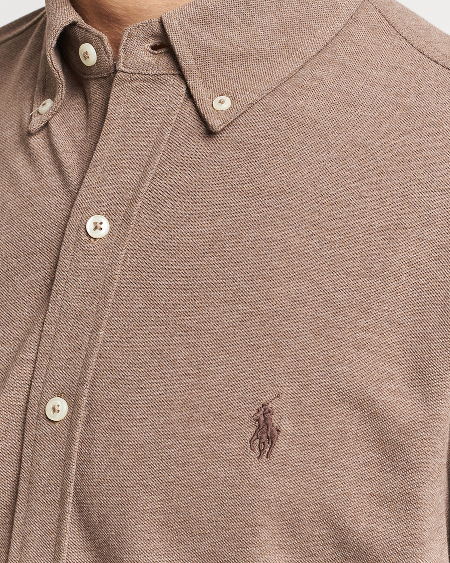 Herr | Skjortor | Polo Ralph Lauren | Slim Fit Featherweight Mesh Shirt Dark Taupe Heather
