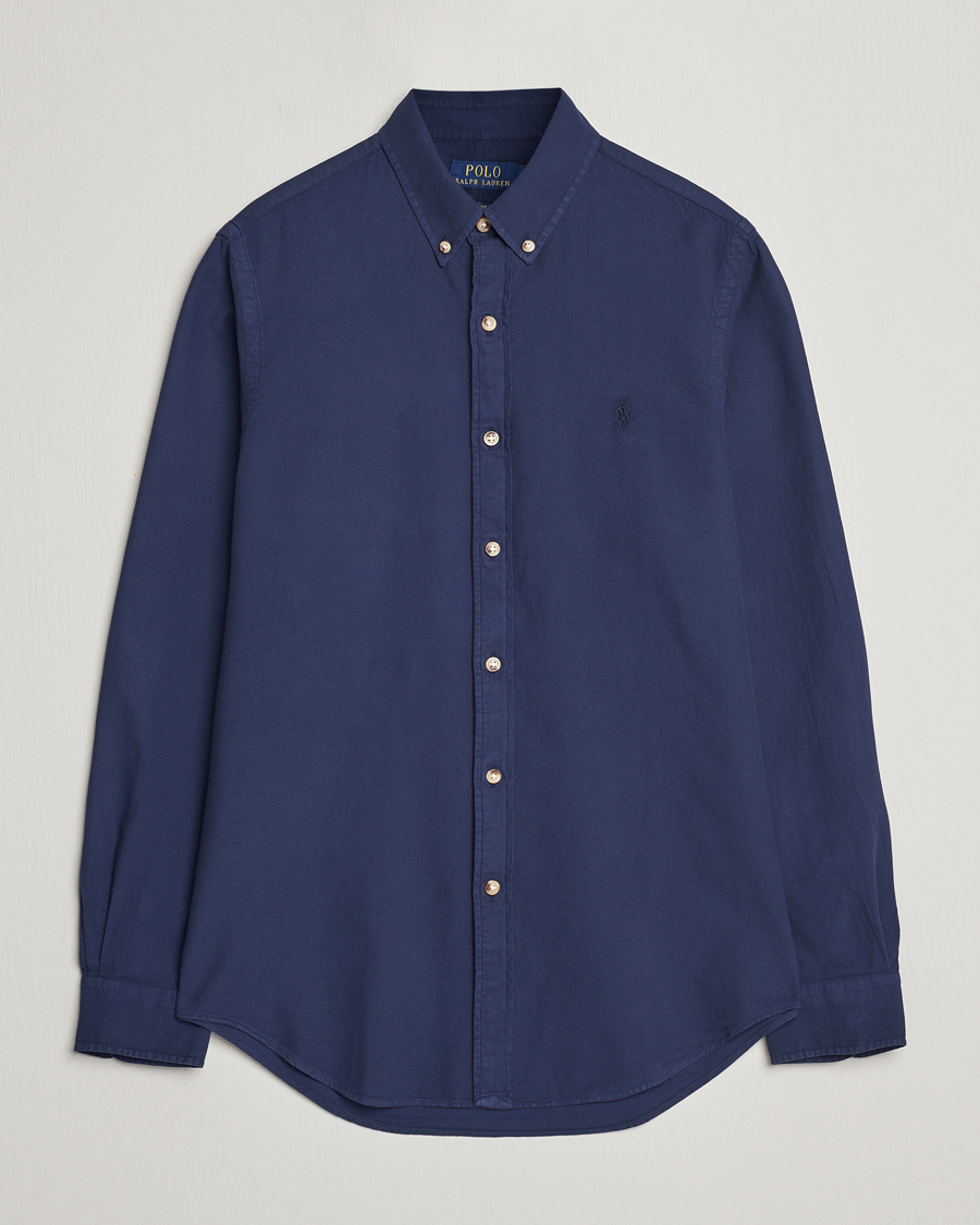 Herr | Skjortor | Polo Ralph Lauren | Slim Fit Cotton Textured Shirt Dark Indigo