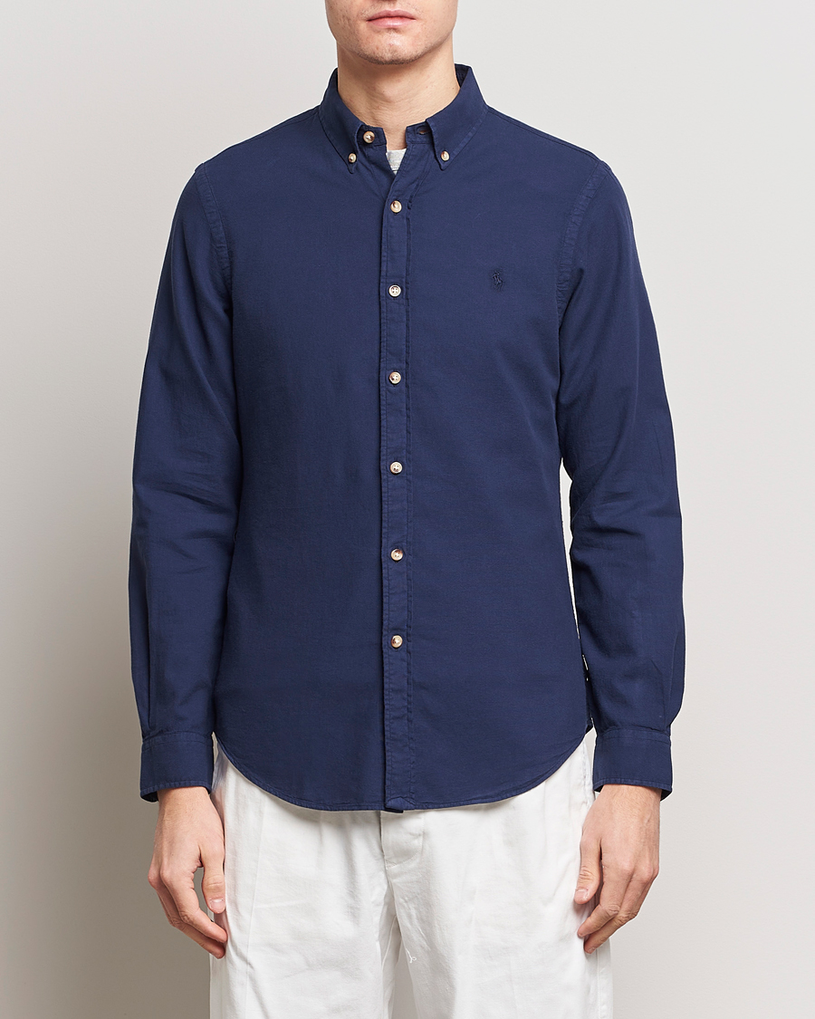 Herr | Casualskjortor | Polo Ralph Lauren | Slim Fit Cotton Textured Shirt Dark Indigo