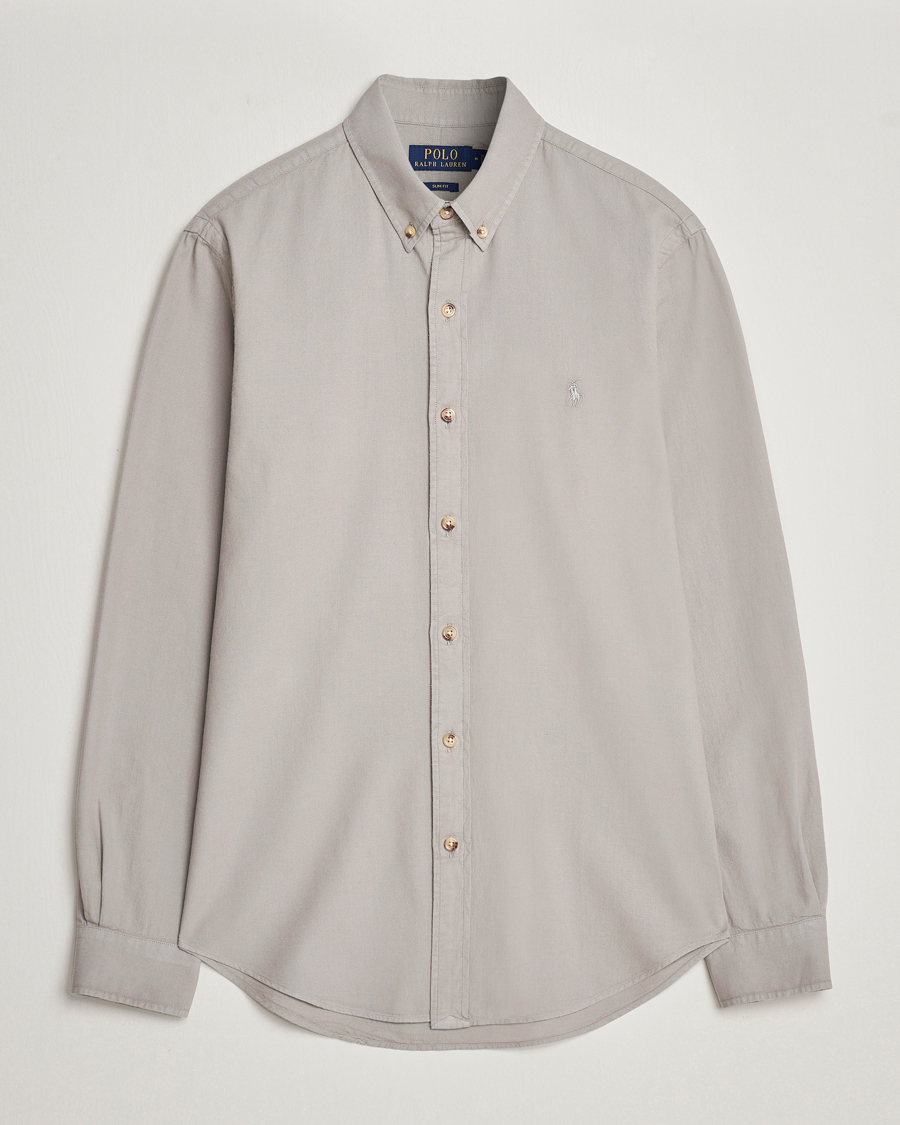 Herr | Skjortor | Polo Ralph Lauren | Slim Fit Cotton Textured Shirt Grey Fog