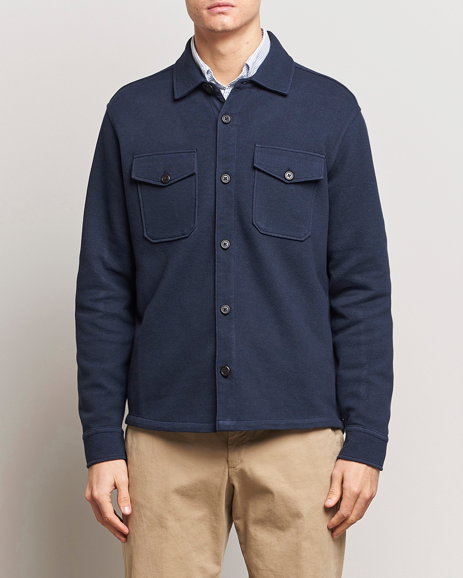 Herr | Skjortor | Polo Ralph Lauren | Double Knit Jacquard Overshirt Aviator Navy