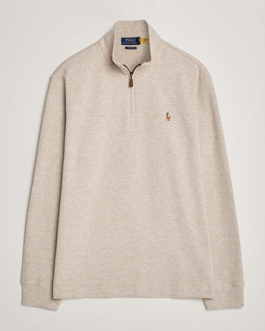 Herr | Tröjor | Polo Ralph Lauren | Double Knit Jaquard Half Zip Sweater Beige Heather