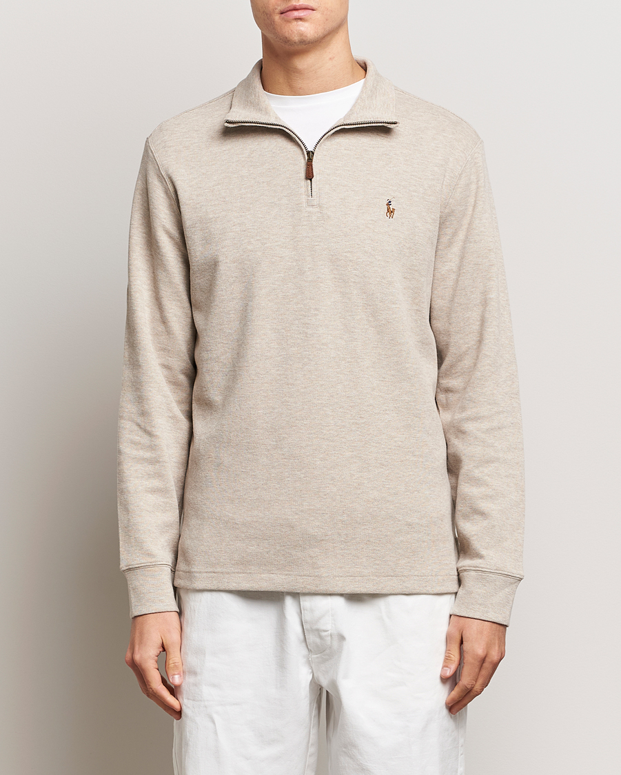 Herr |  | Polo Ralph Lauren | Double Knit Jaquard Half Zip Sweater Beige Heather