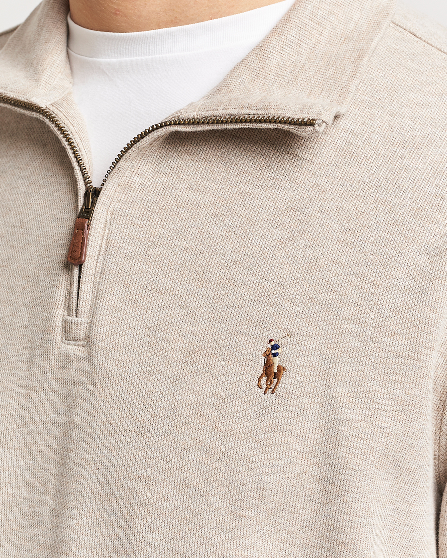 Herr | Tröjor | Polo Ralph Lauren | Double Knit Jaquard Half Zip Sweater Beige Heather