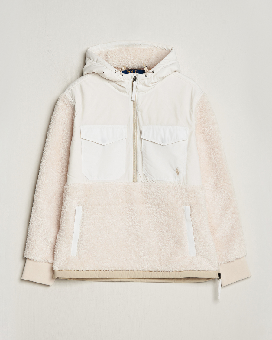Herr | Tröjor | Polo Ralph Lauren | Curly Sherpa/Nylon Half Zip Hoodie Cream Multi