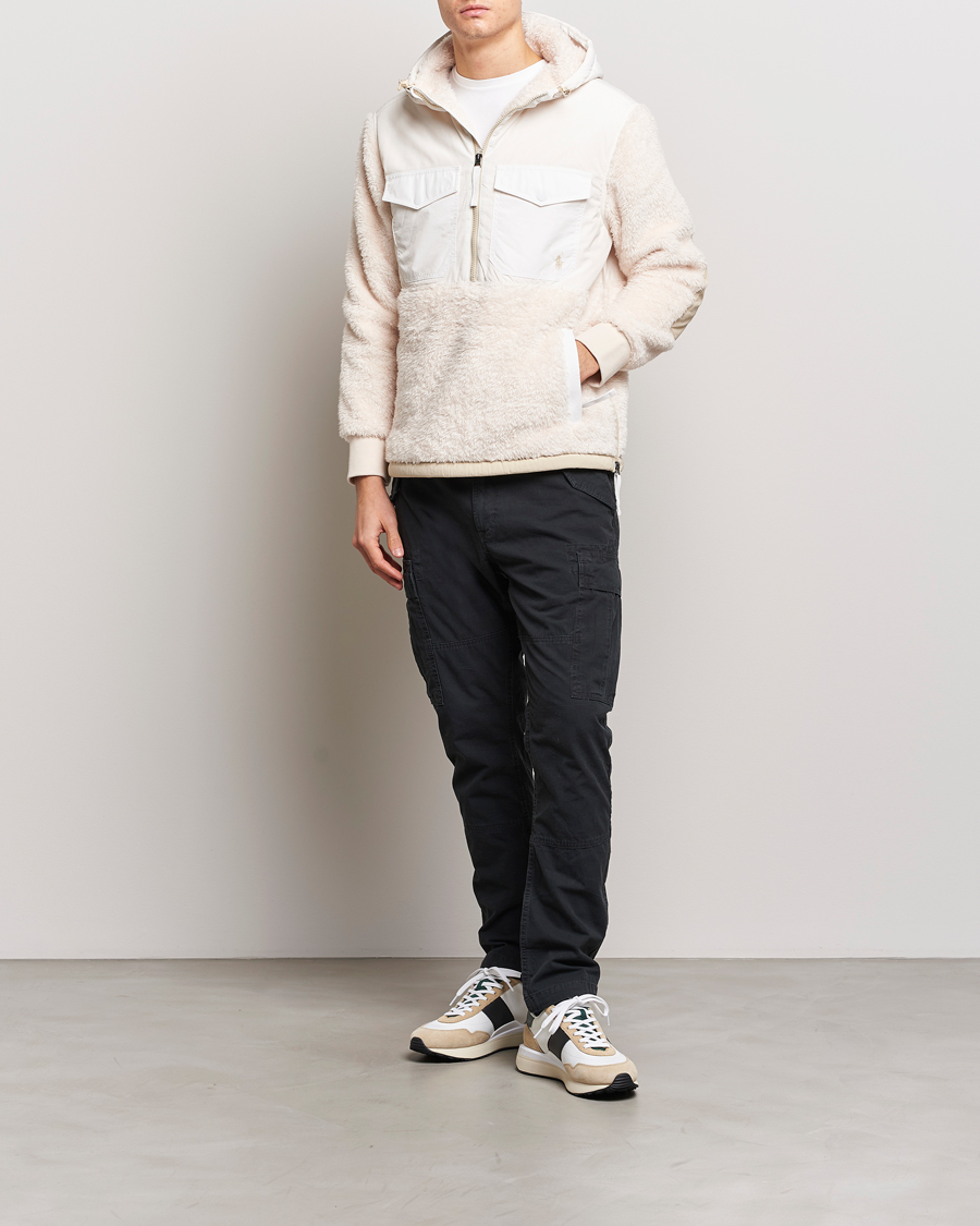 Herr | Tröjor | Polo Ralph Lauren | Curly Sherpa/Nylon Half Zip Hoodie Cream Multi