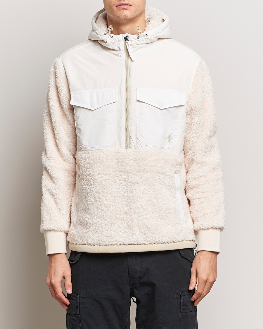 Herr | Kläder | Polo Ralph Lauren | Curly Sherpa/Nylon Half Zip Hoodie Cream Multi