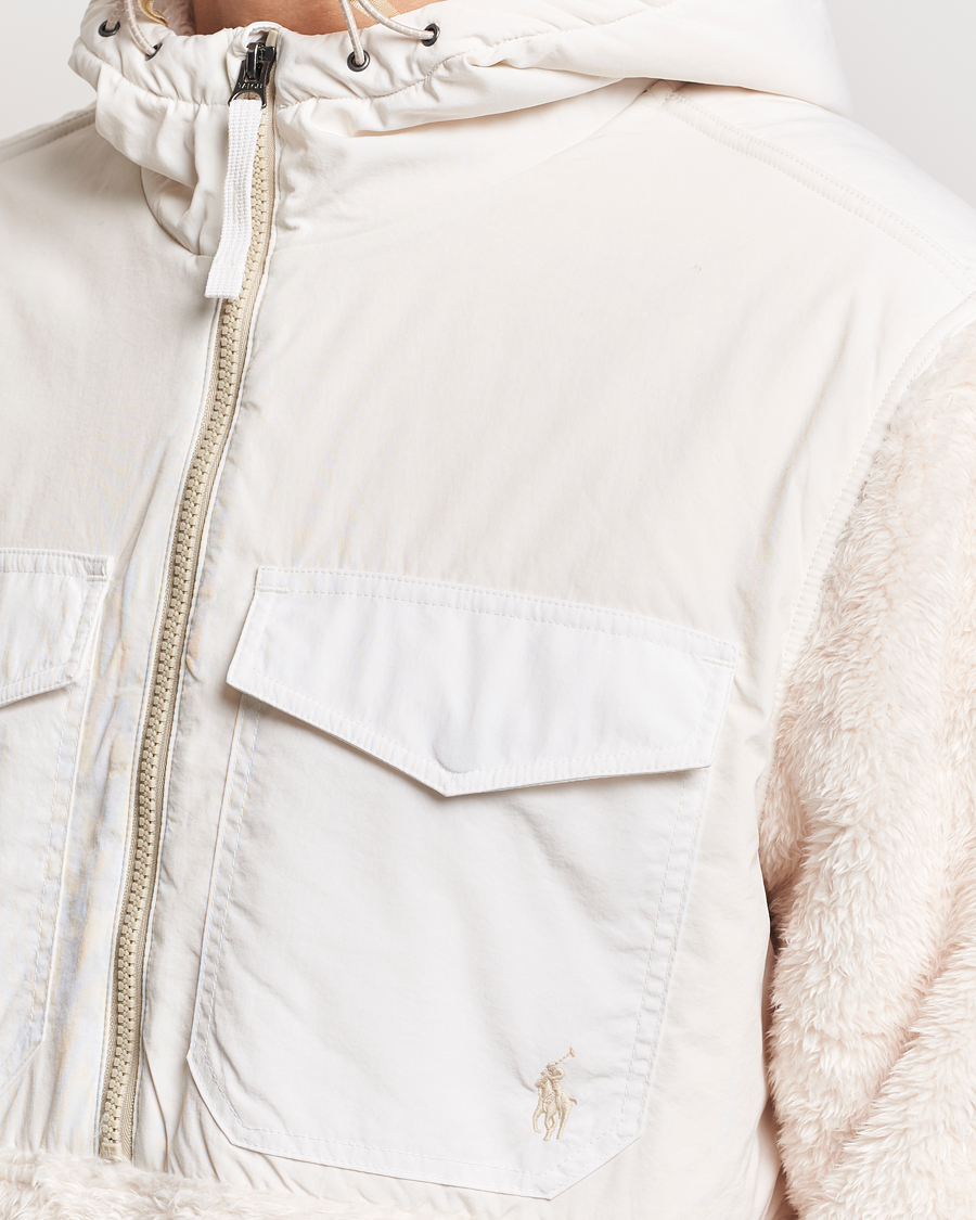 Herr | Tröjor | Polo Ralph Lauren | Curly Sherpa/Nylon Half Zip Hoodie Cream Multi