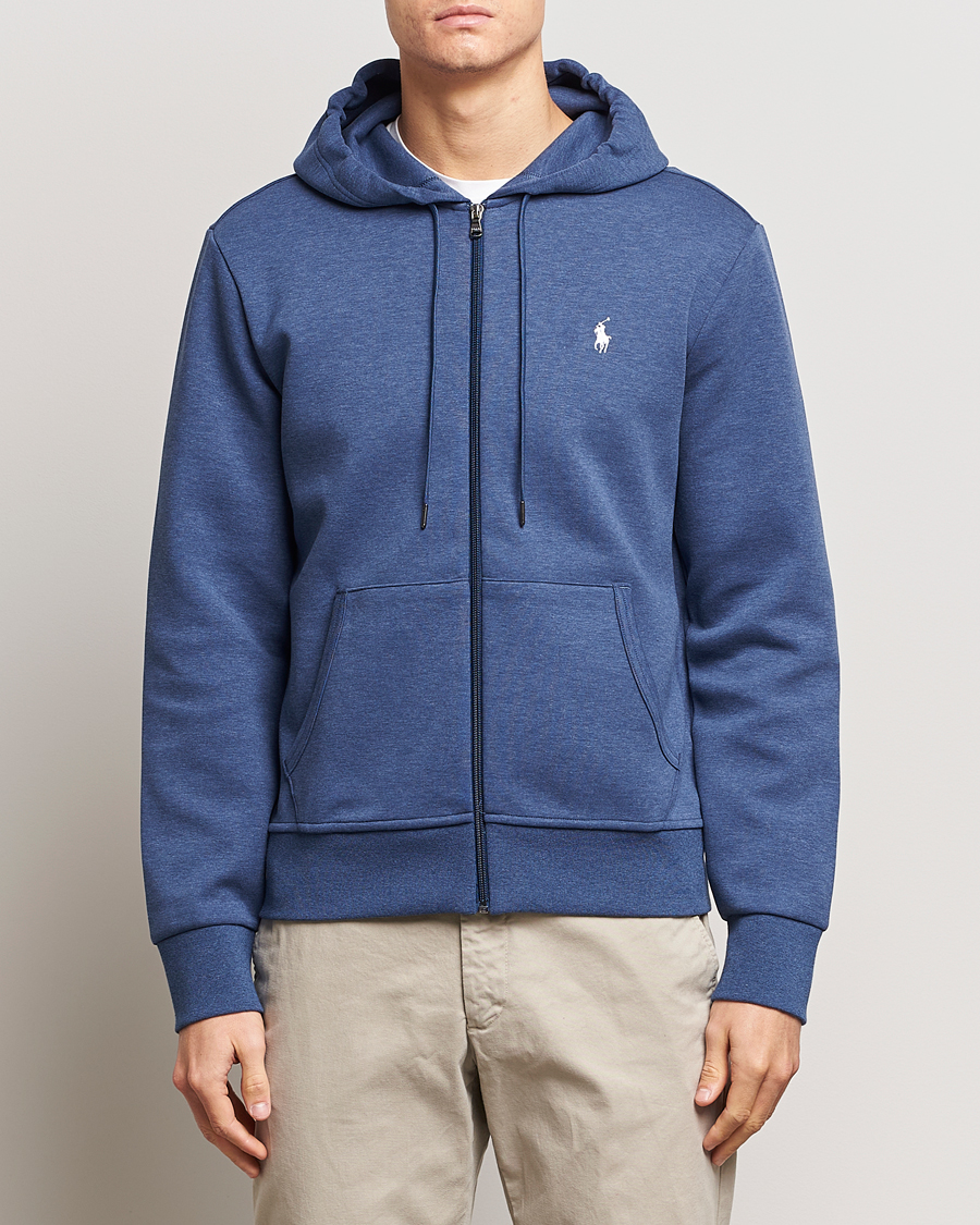 Herr | Huvtröjor | Polo Ralph Lauren | Double Knitted Full-Zip Hoodie Blue Heather