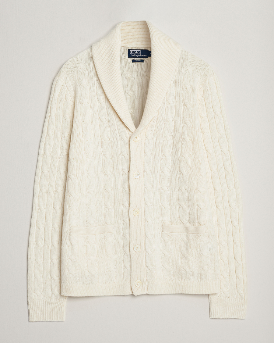 Herr | Tröjor | Polo Ralph Lauren | Cashmere Cable Shawl Collar Cardigan Cream