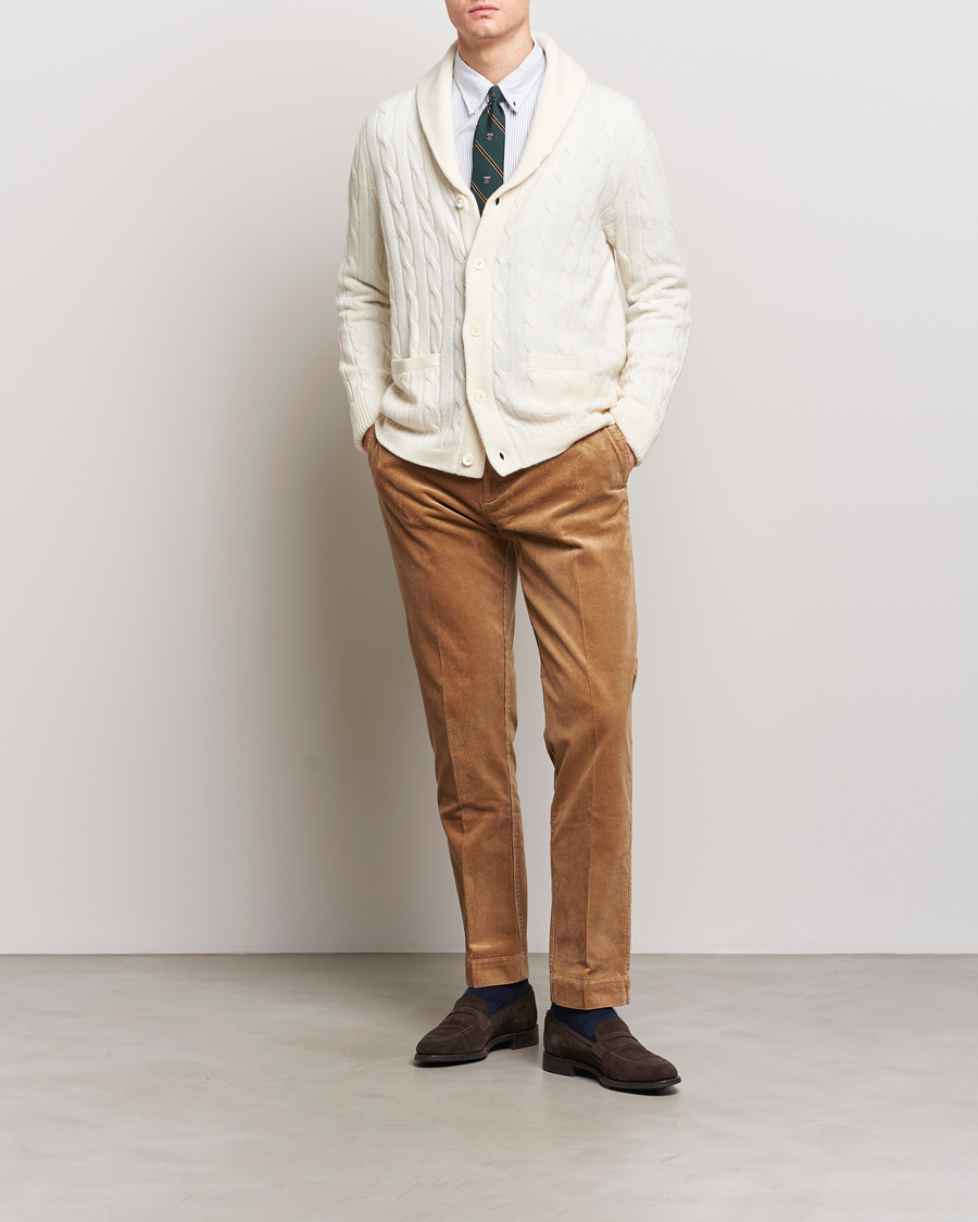 Herr | Tröjor | Polo Ralph Lauren | Cashmere Cable Shawl Collar Cardigan Cream