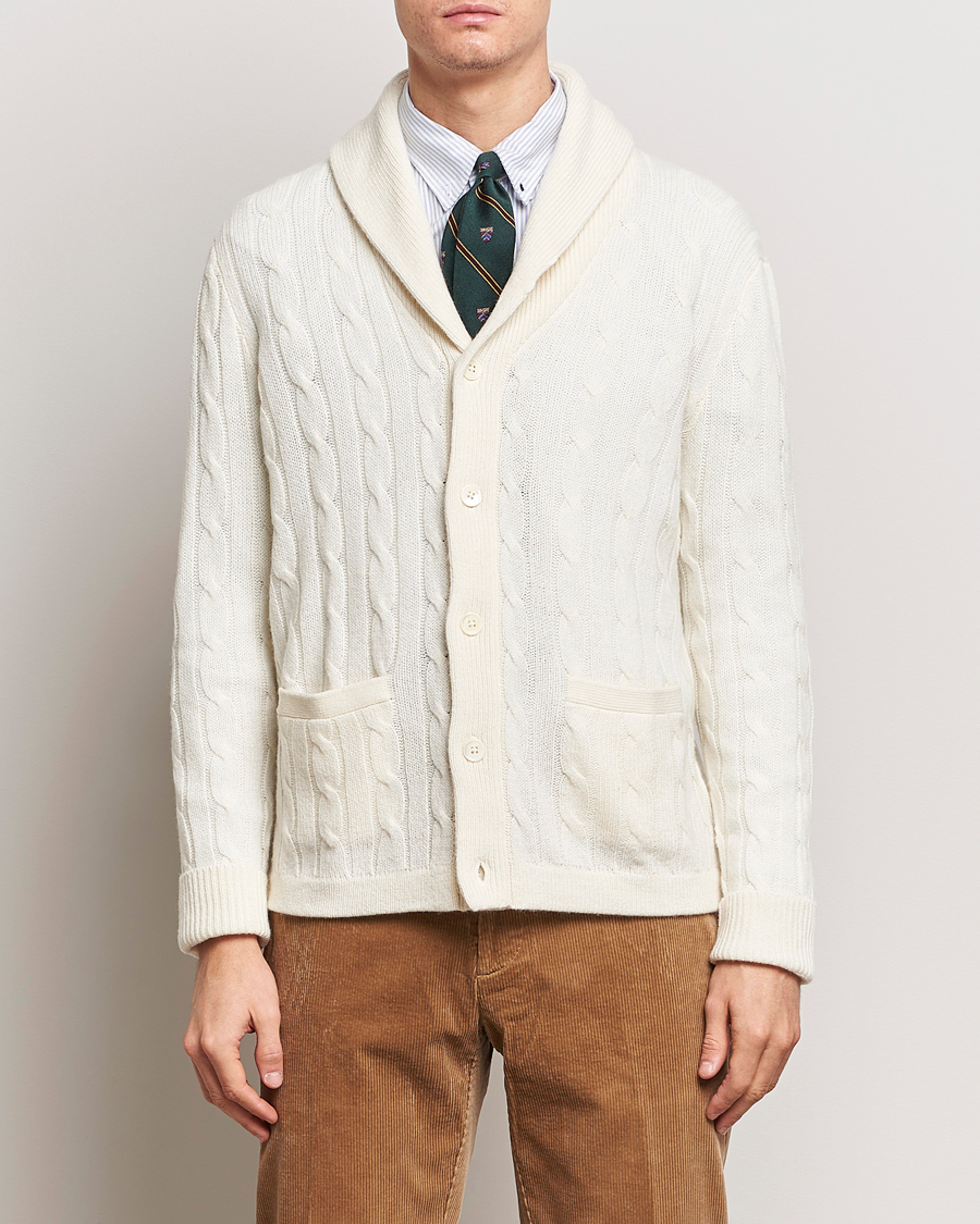 Herre |  | Polo Ralph Lauren | Cashmere Cable Shawl Collar Cardigan Cream