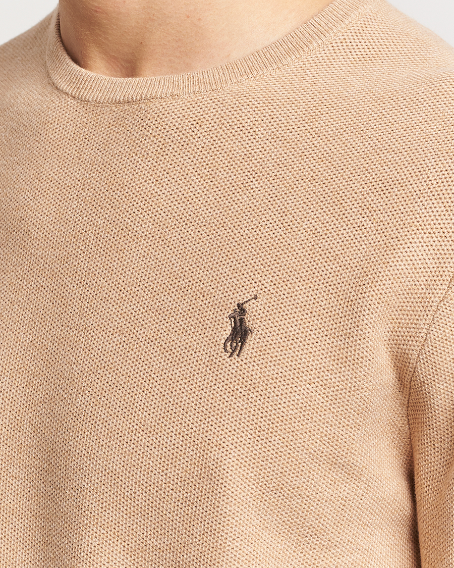 Herr | Tröjor | Polo Ralph Lauren | Textured Cotton Crew Neck Sweater Camel Melange